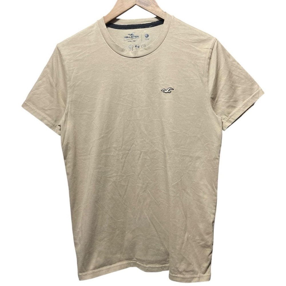 plain blank brown tan Hollister California sport net short sleeve crewneck shirt